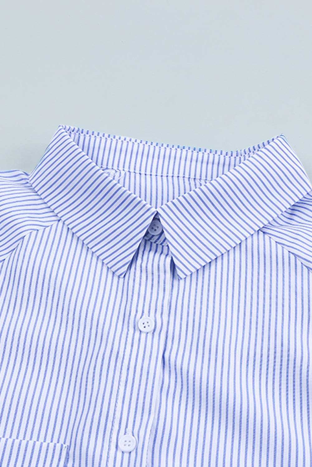 Stripe Smocked Button-Up Shirt