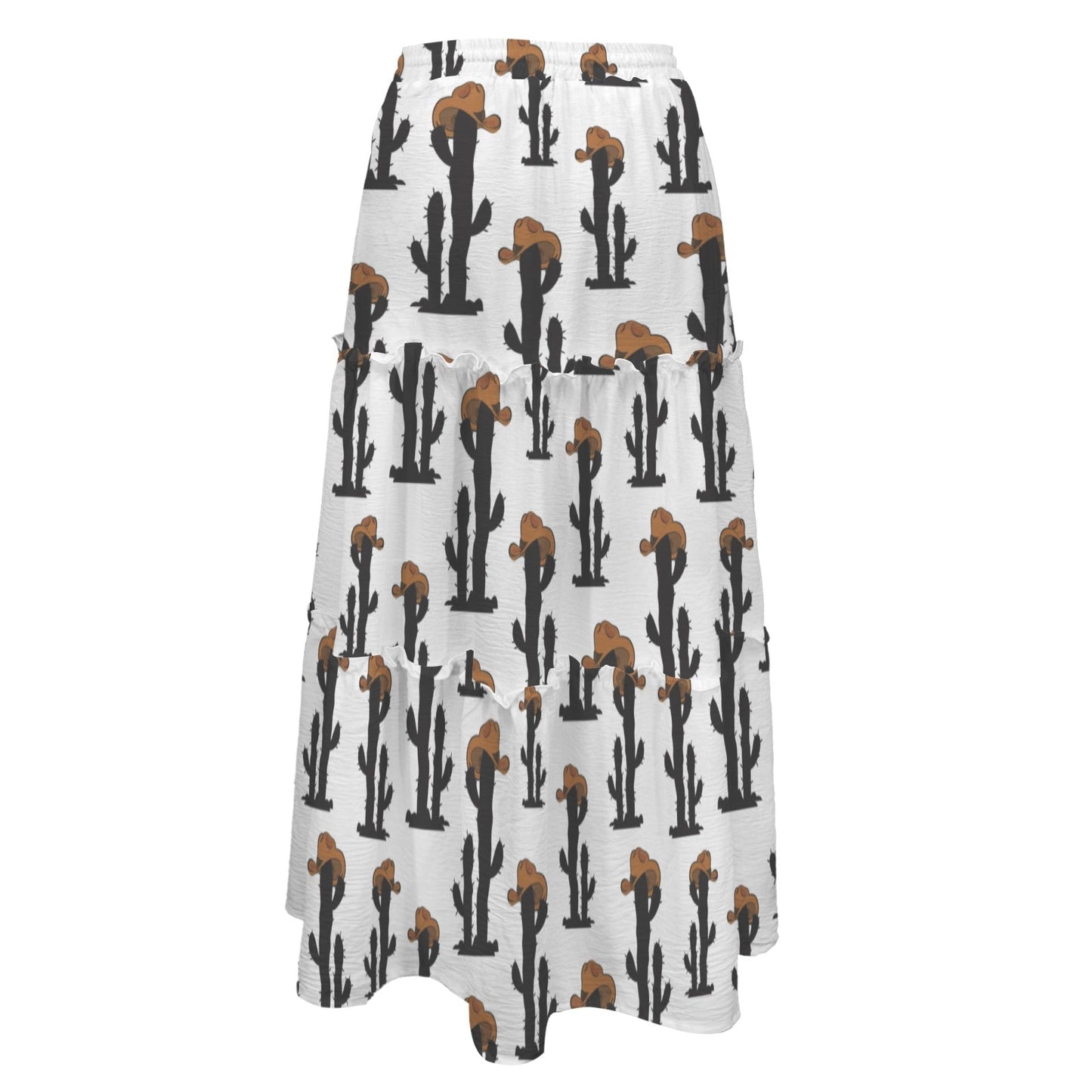 Western Cactus Tiered Prairie Maxi Skirt