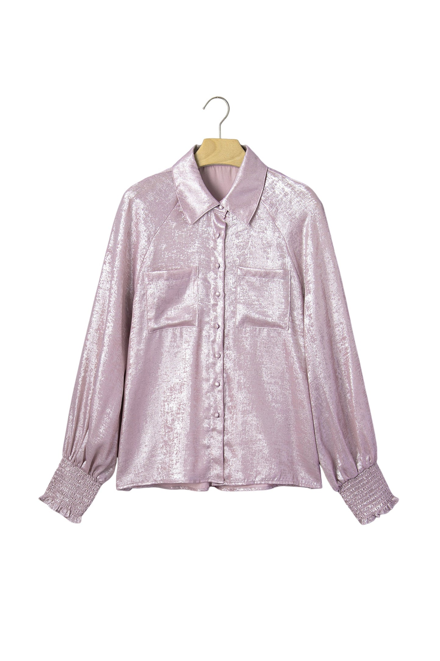 Ruffle Cuff Button Front Back Paneling Long Sleeve Shirt