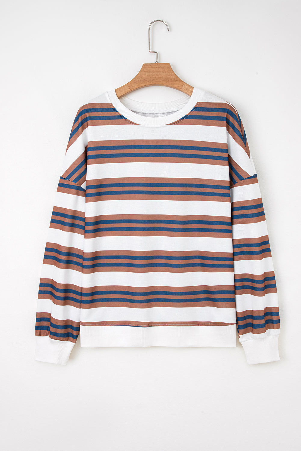 Stripe Crewneck Drop Shoulder Sweatshirt