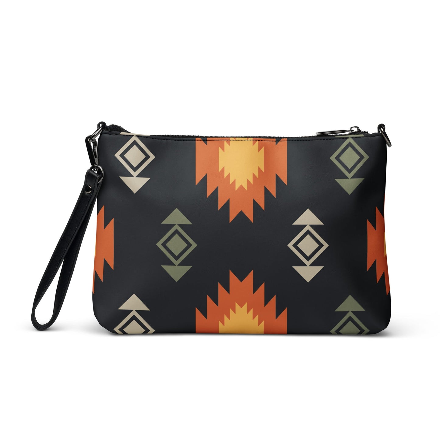 Black Aztec Crossbody bag with Adjustable Strap