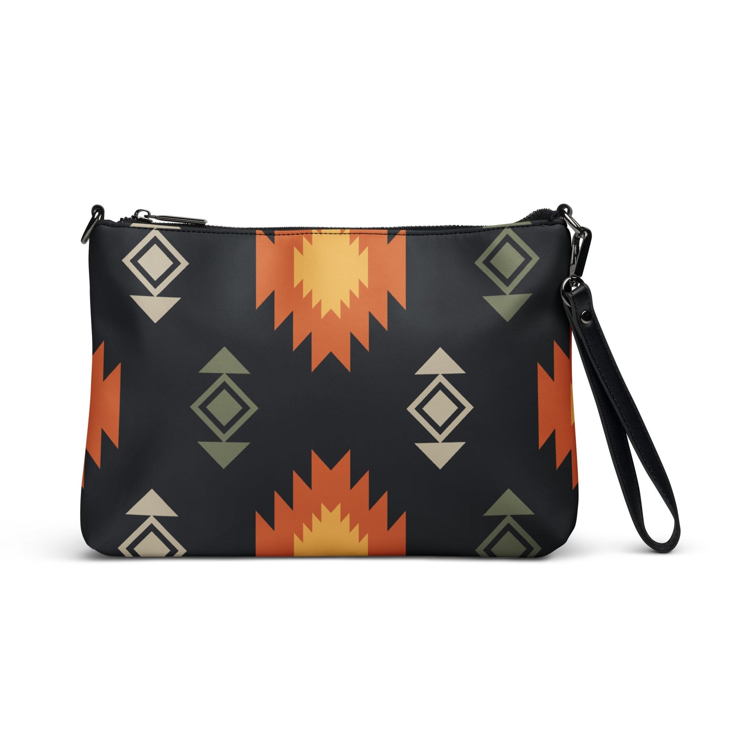 Black Aztec Crossbody bag with Adjustable Strap