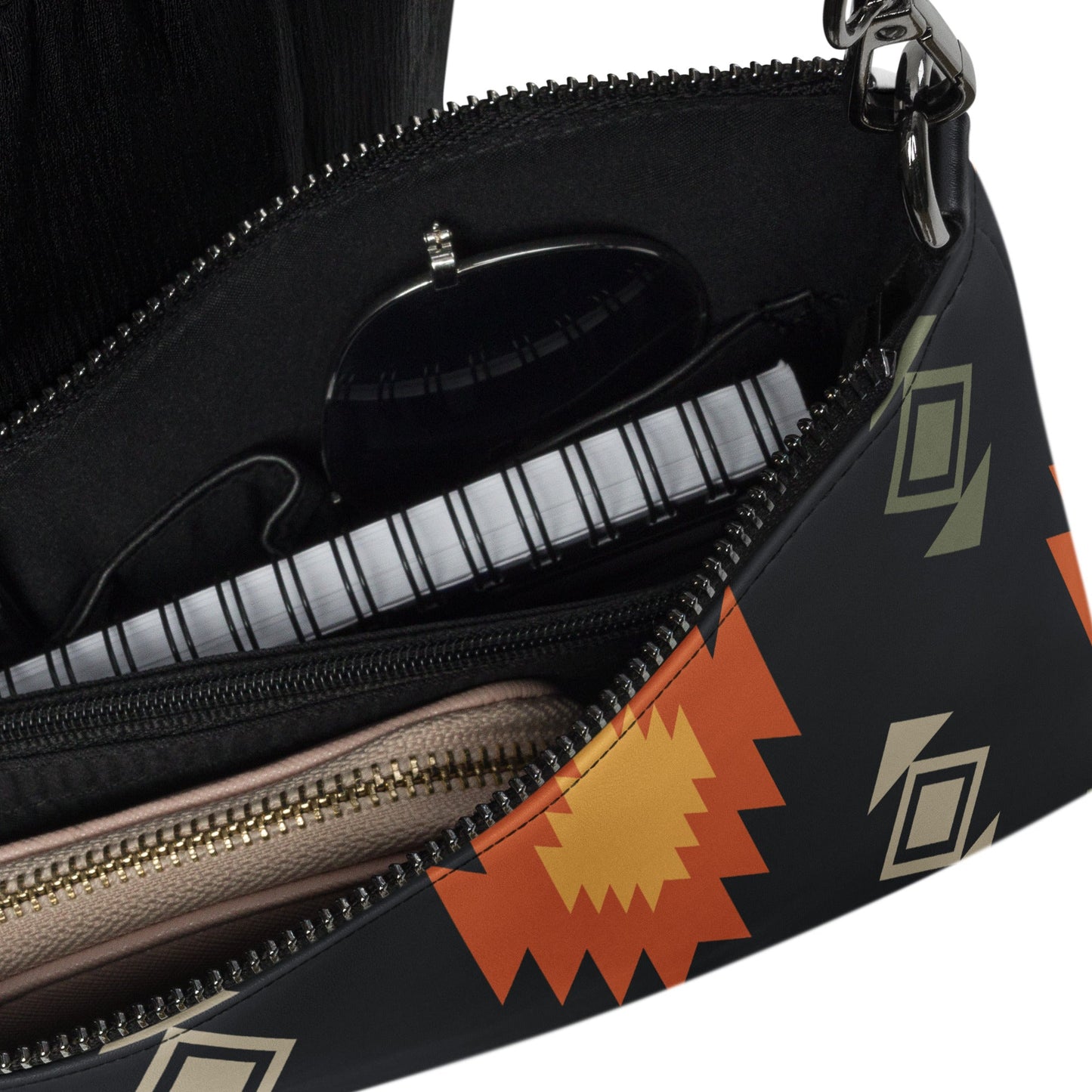 Black Aztec Crossbody bag with Adjustable Strap