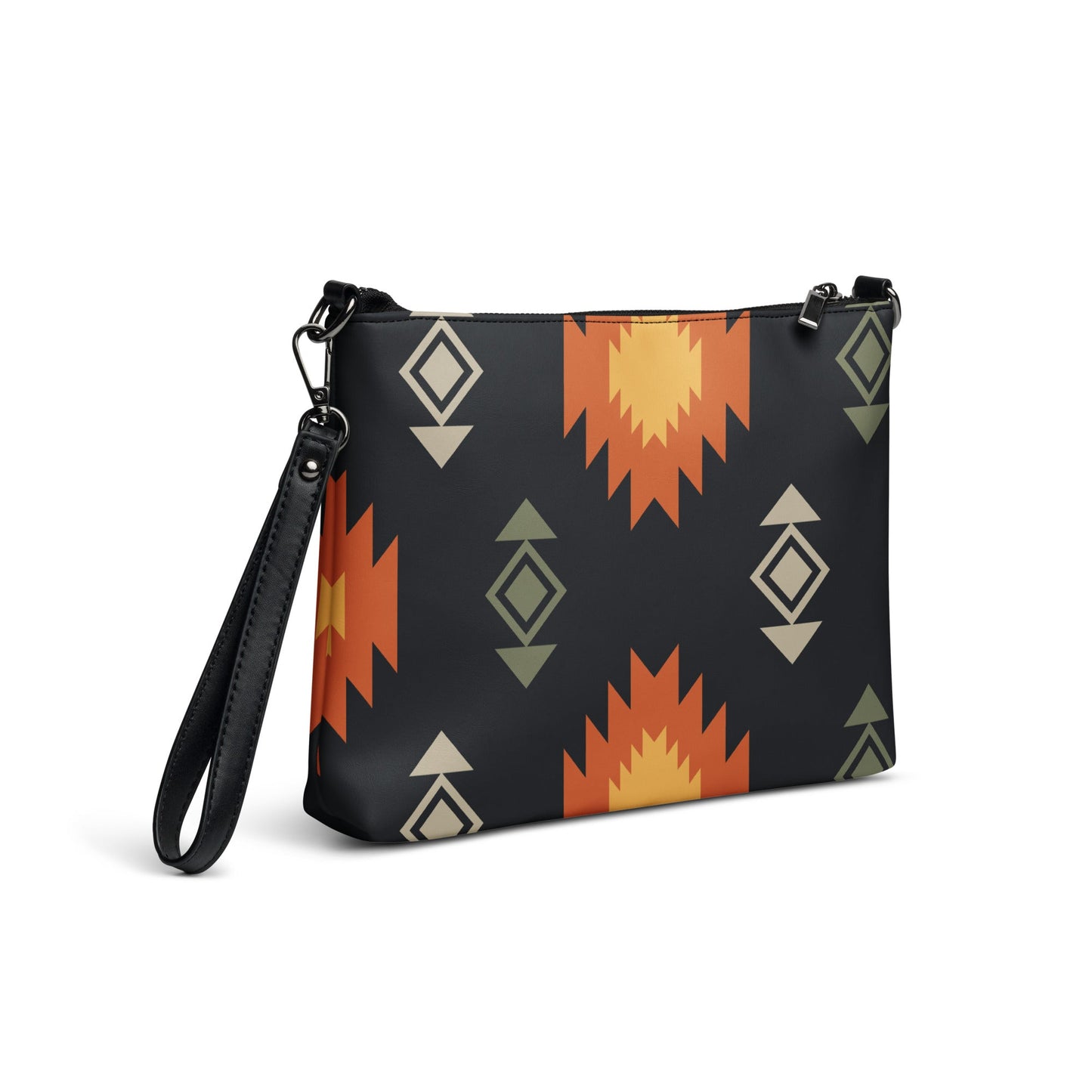 Black Aztec Crossbody bag with Adjustable Strap