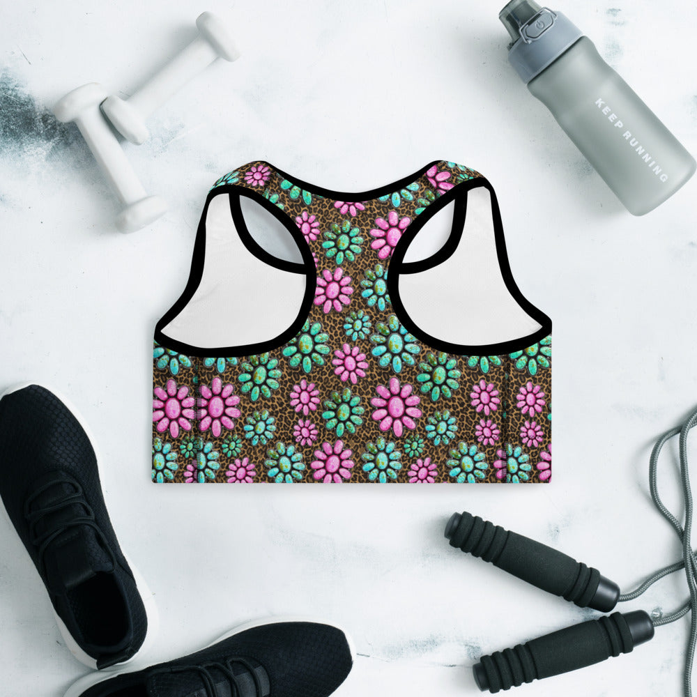 Pink Turquoise Cowgirl Sports Bra