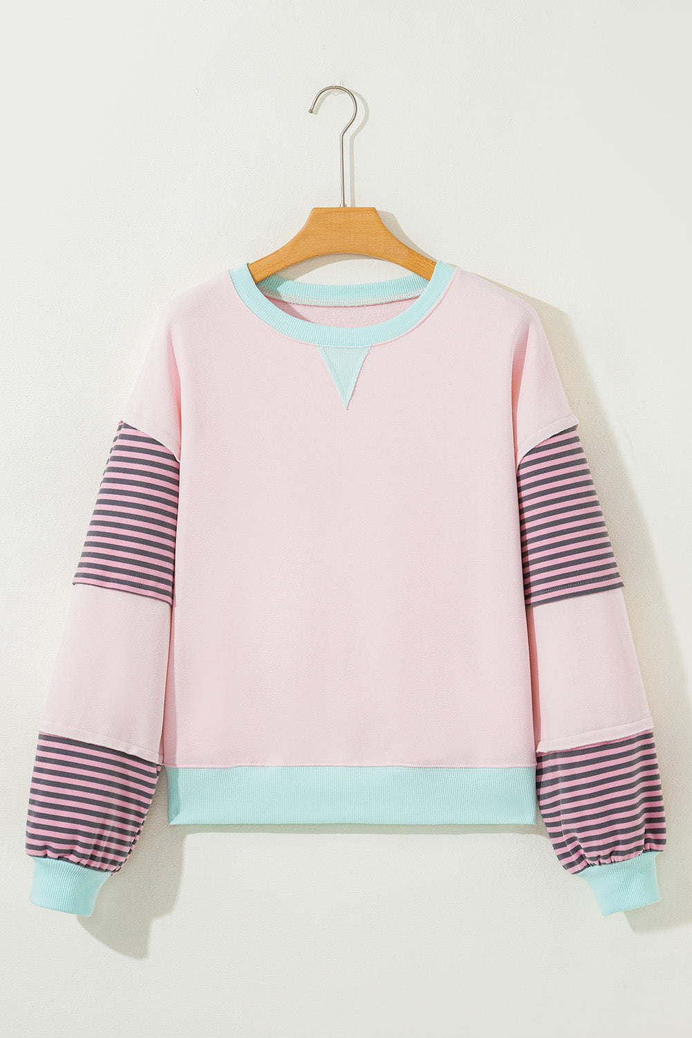 Stripe Colorblock Patchwork Drop Shoulder Sweatshirt