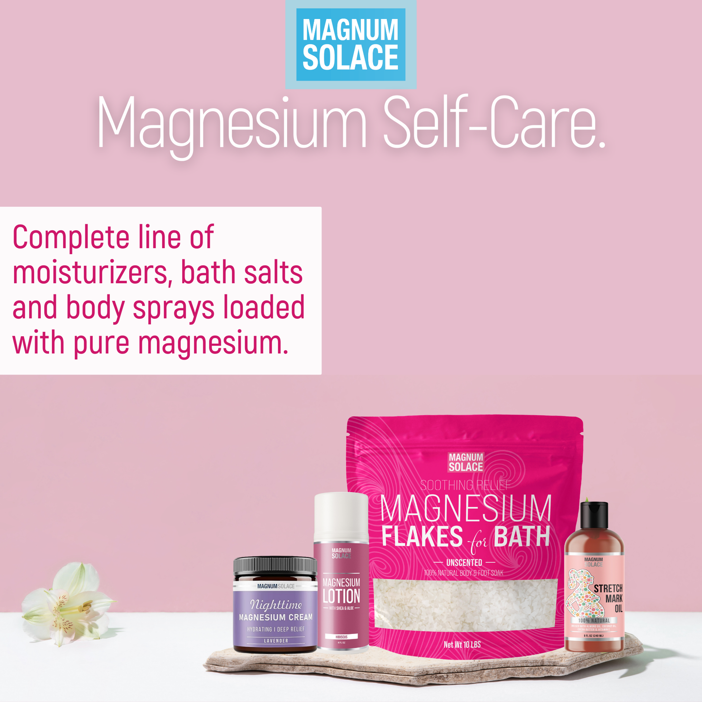 Magnesium Bath Flakes Pink Edition, Dead Sea Bath Salts, Uns