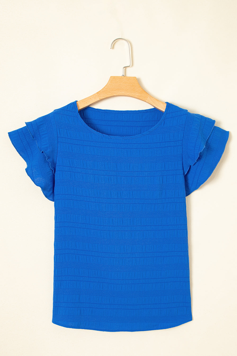 Textured Ruffle Sleeve Top