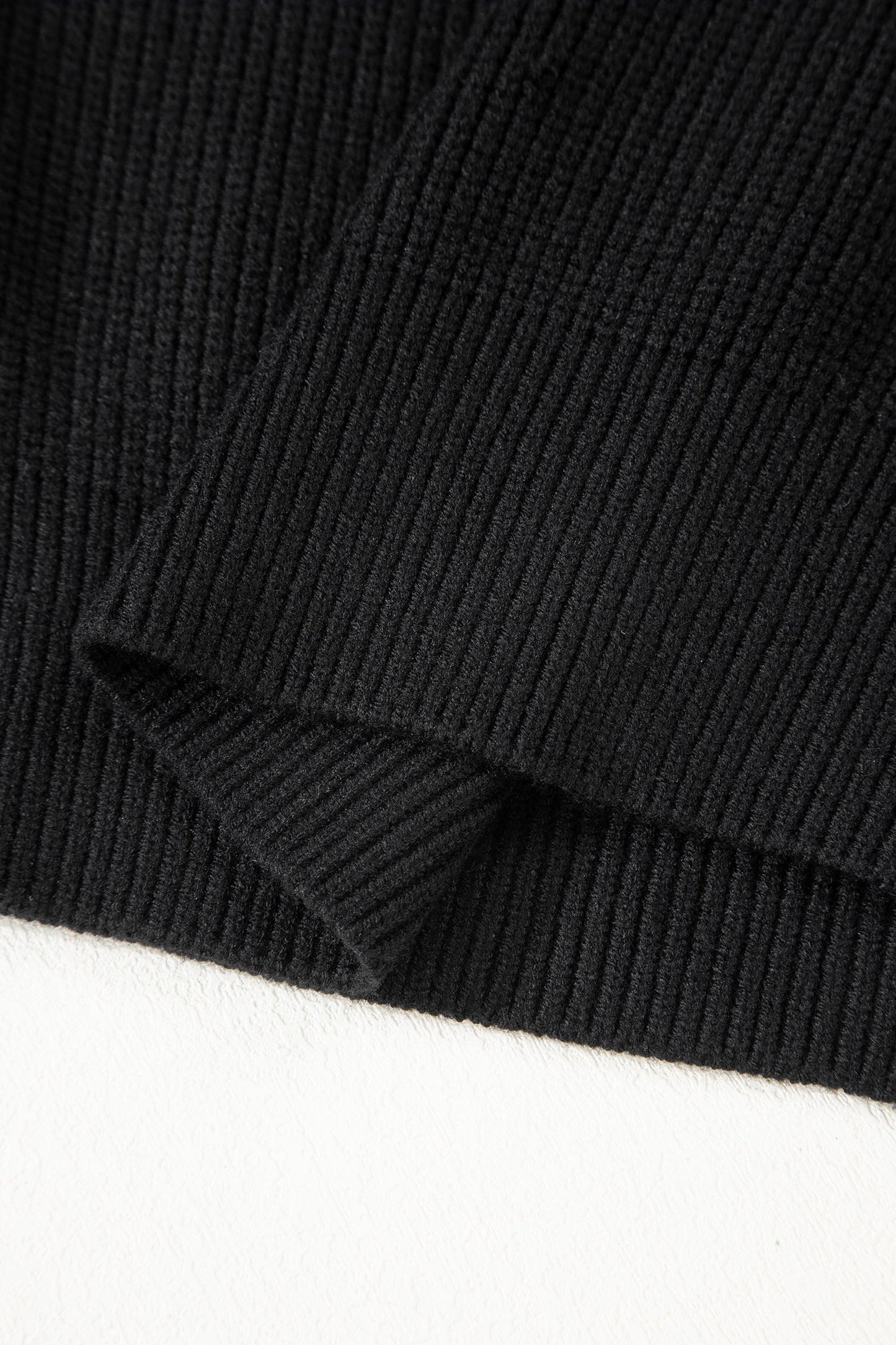 Ribbon Knot Backless Drop Shoulder Ribbed Sweater