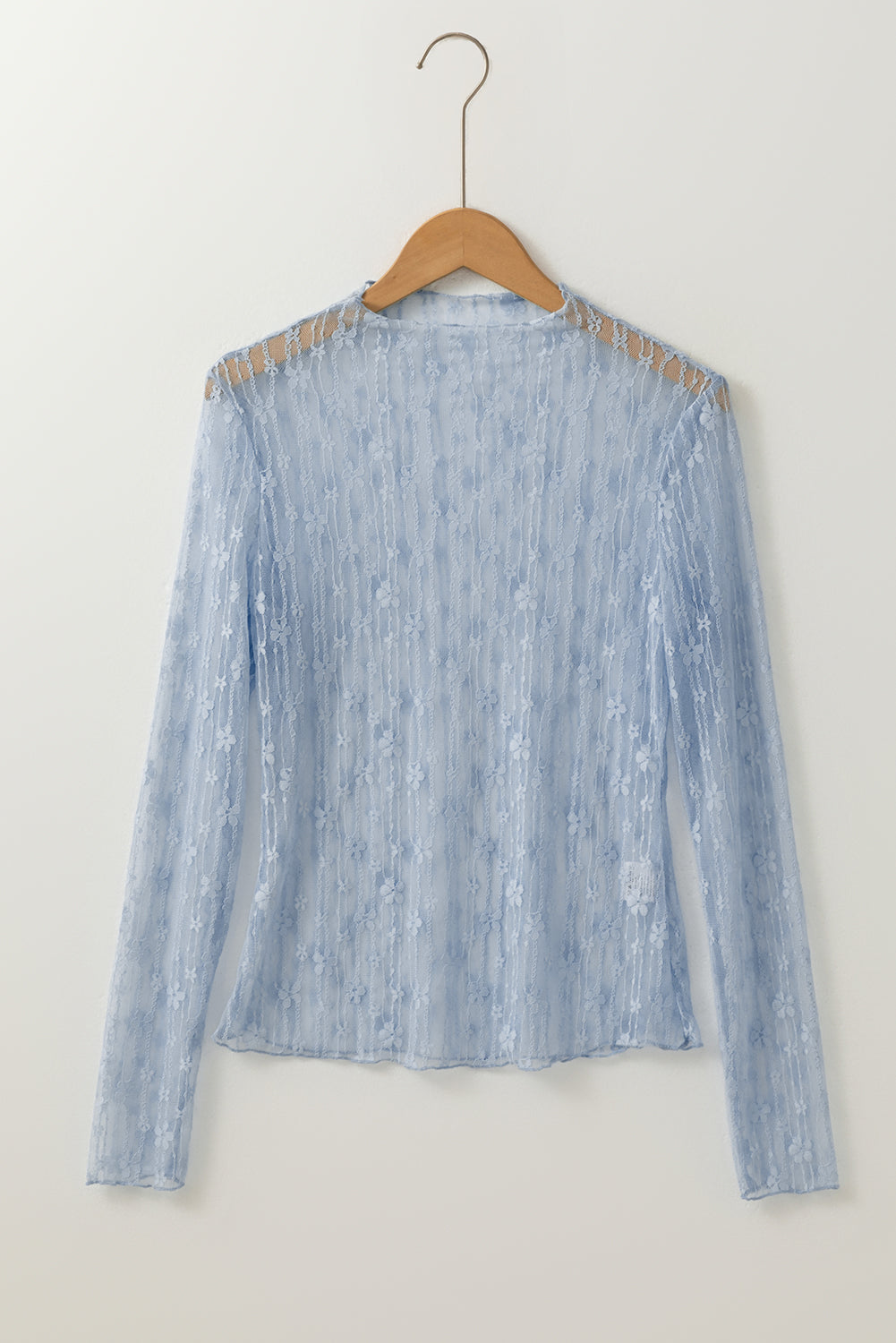 Sheer Floral Lace Long Sleeve Top