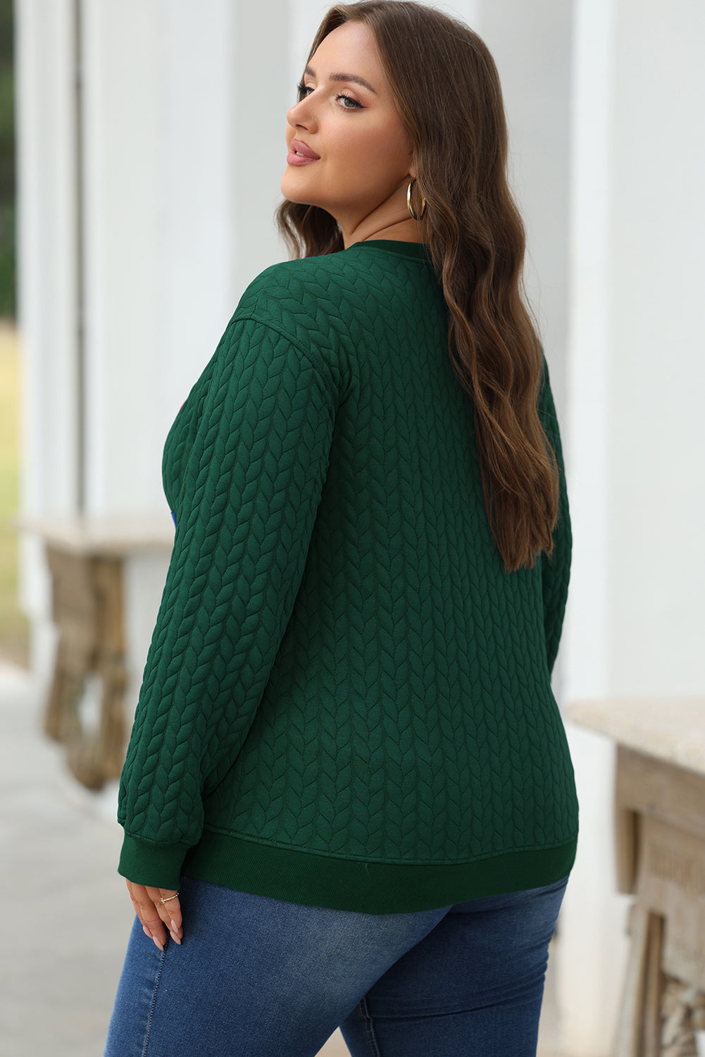 Christmas Merry And Bright Cable Knit Pullover Sweatshirt
