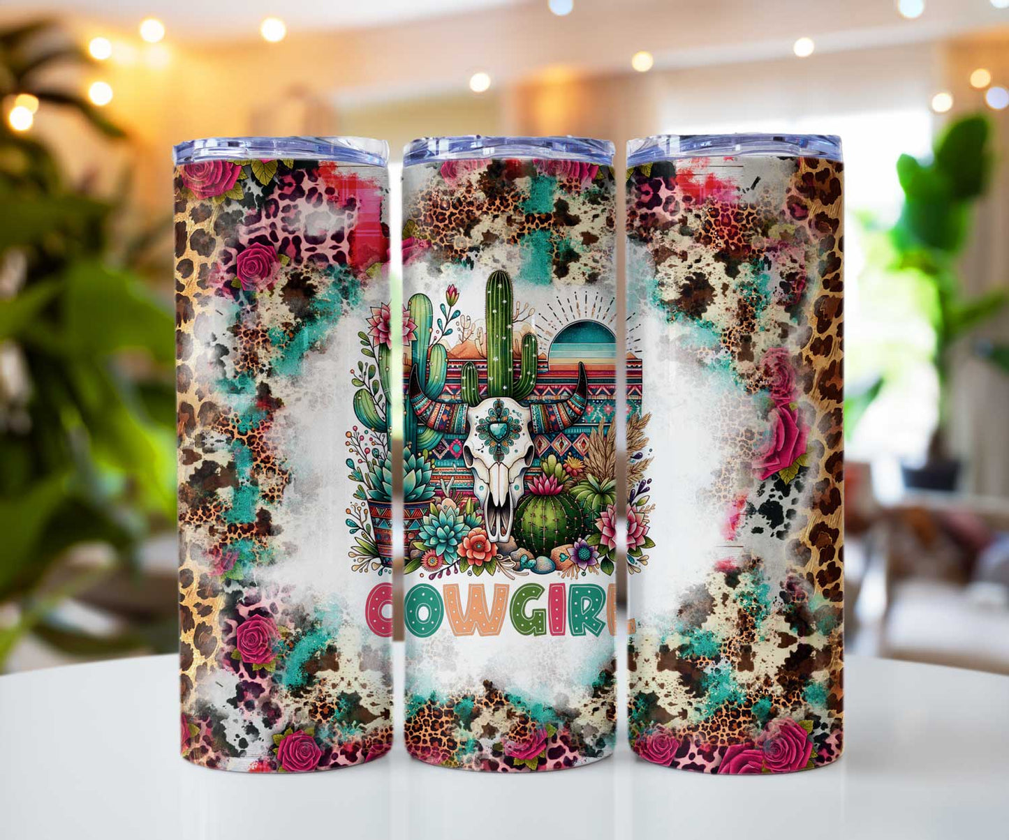 Cowgirl Bleached out Floral 20oz Double Insulated Tumbler