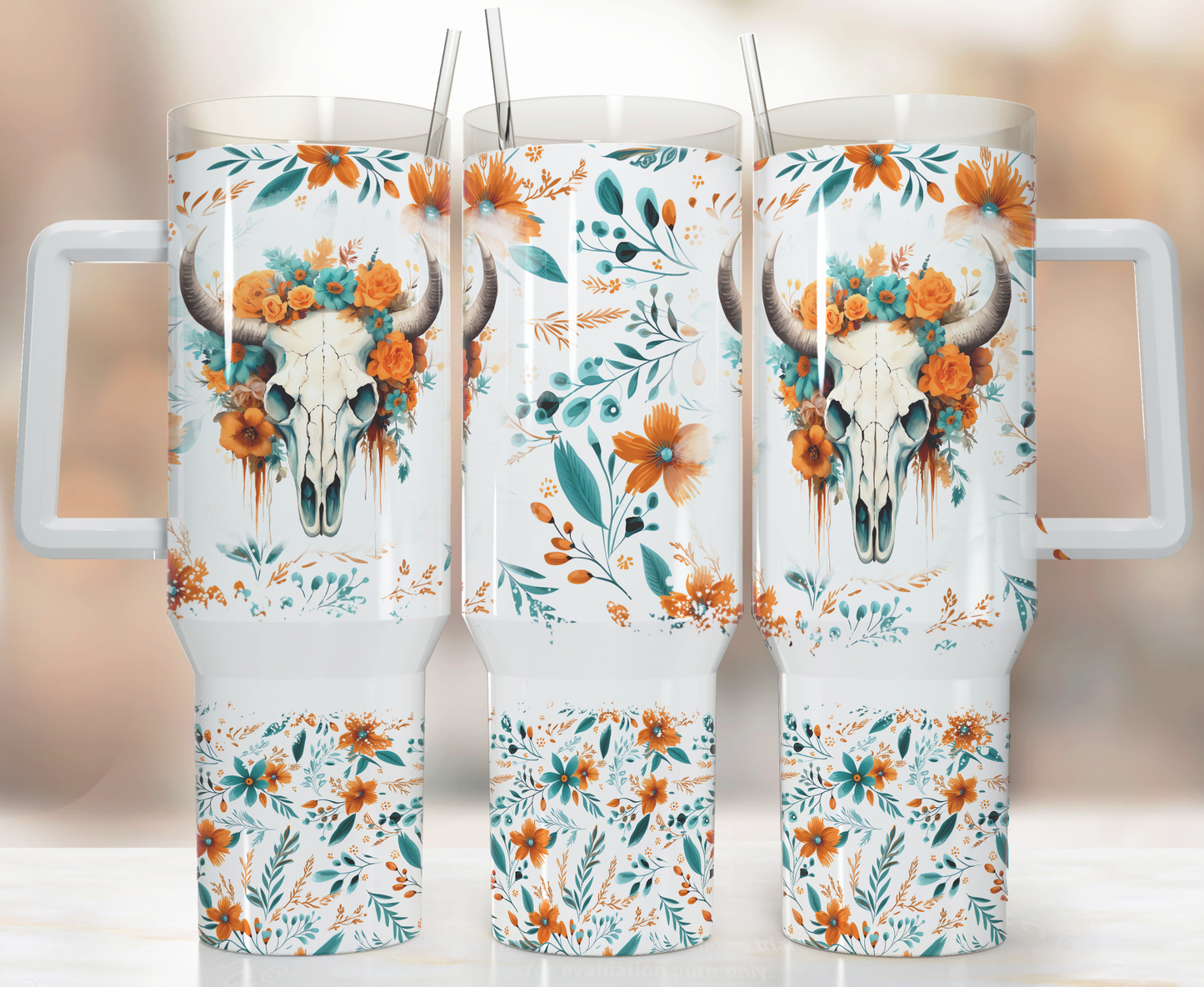 Cowhead Western Themed 40 oz. Stainless steel tumbler