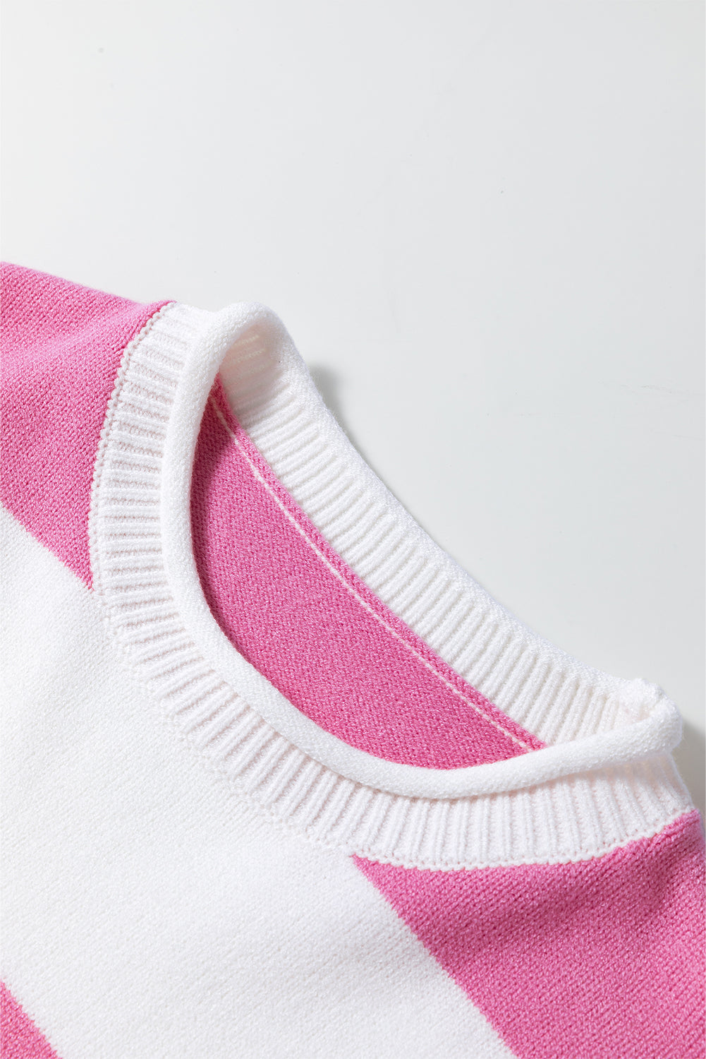 Stripe Knit Drop Short Sleeve Sweater