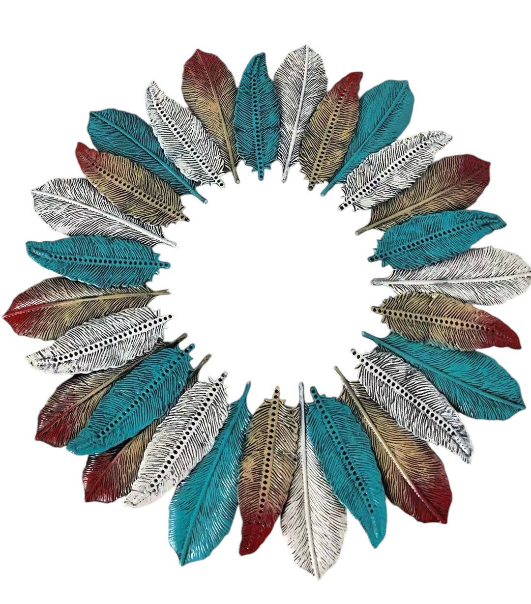 Metal FEATHER WREATH WALL DECOR