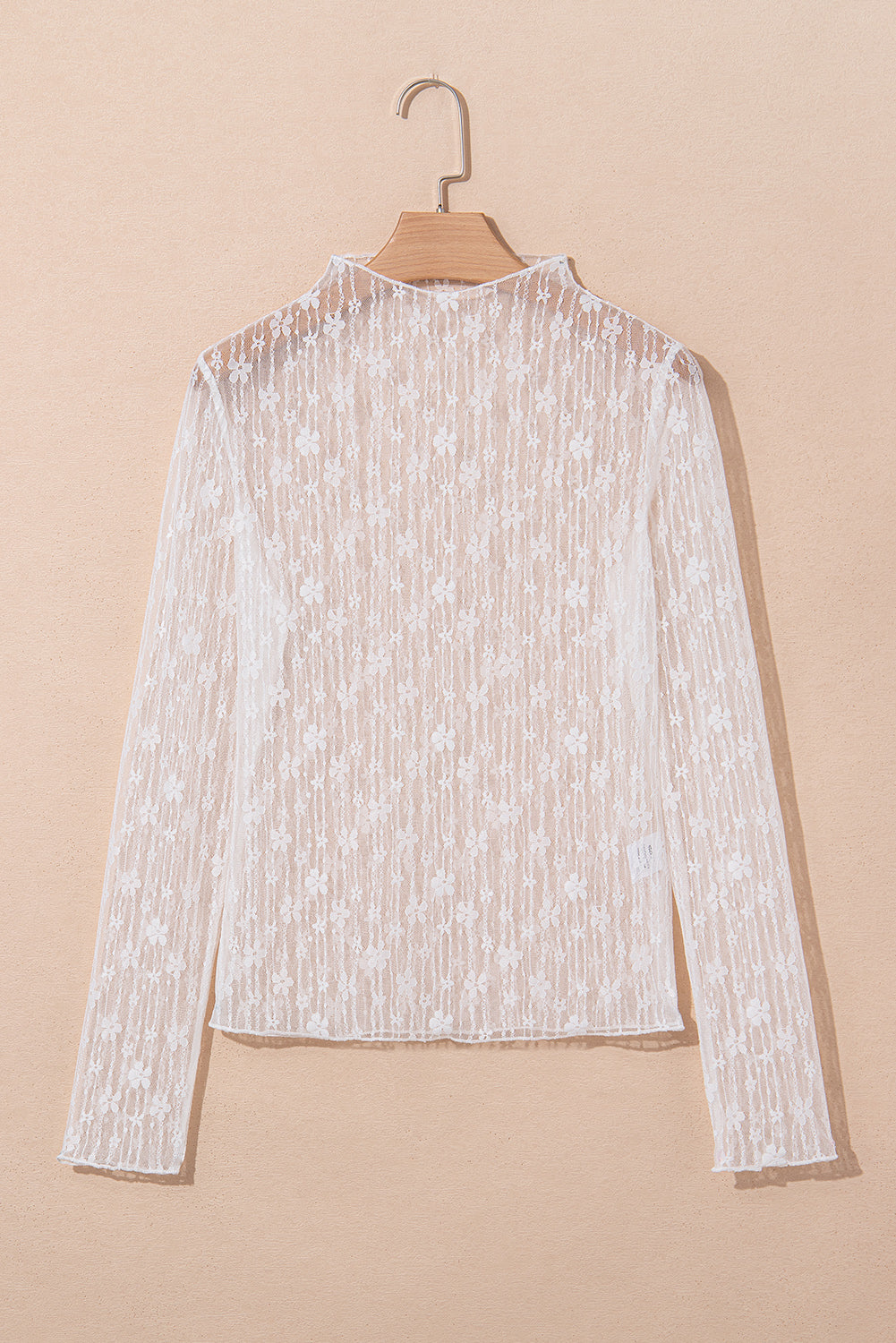 Sheer Floral Lace Long Sleeve Top