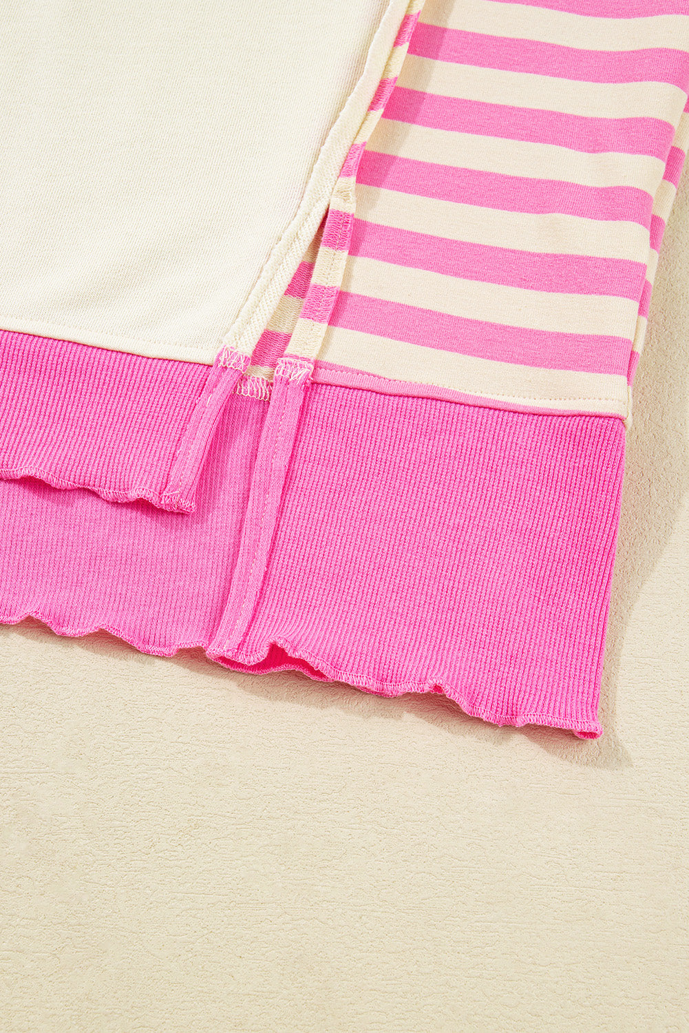 Plus Size Stripe Colorblock Collared Drop Shoulder Top