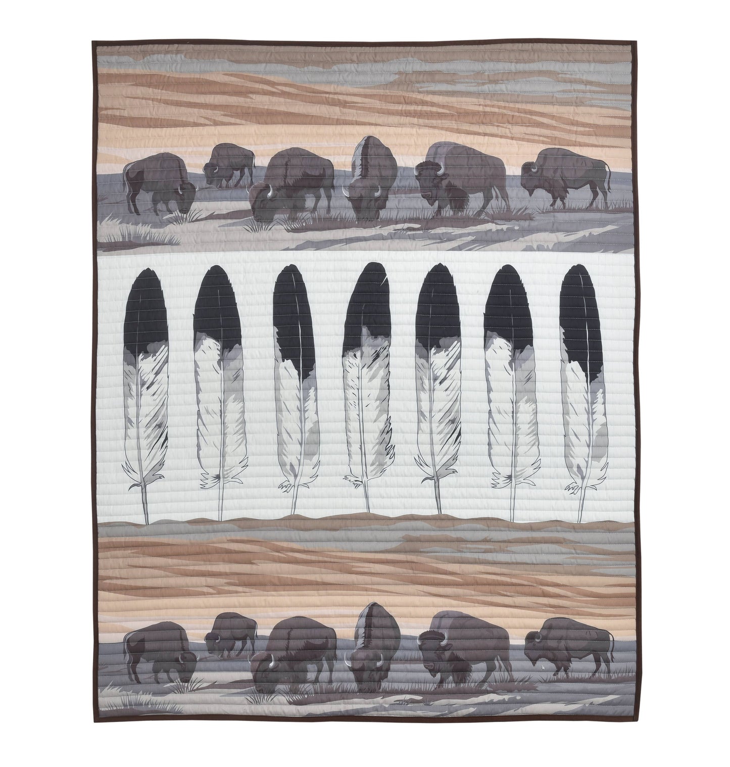 Spirit of the Plains Quilt Throw – Buffalo & Feather 50X60