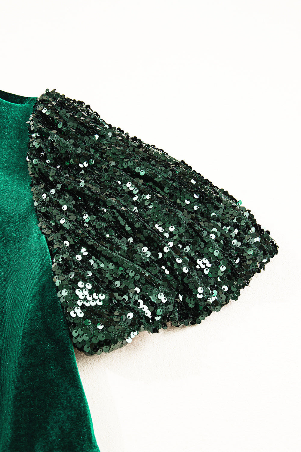 Velvet Sequin Puff Sleeve Tiered Mini Dress