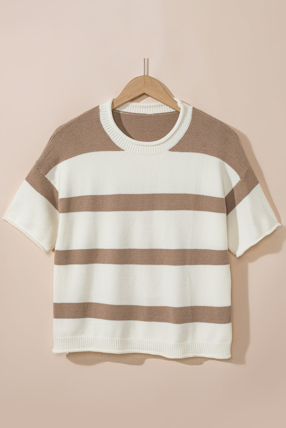 Stripe Knit Drop Short Sleeve Sweater