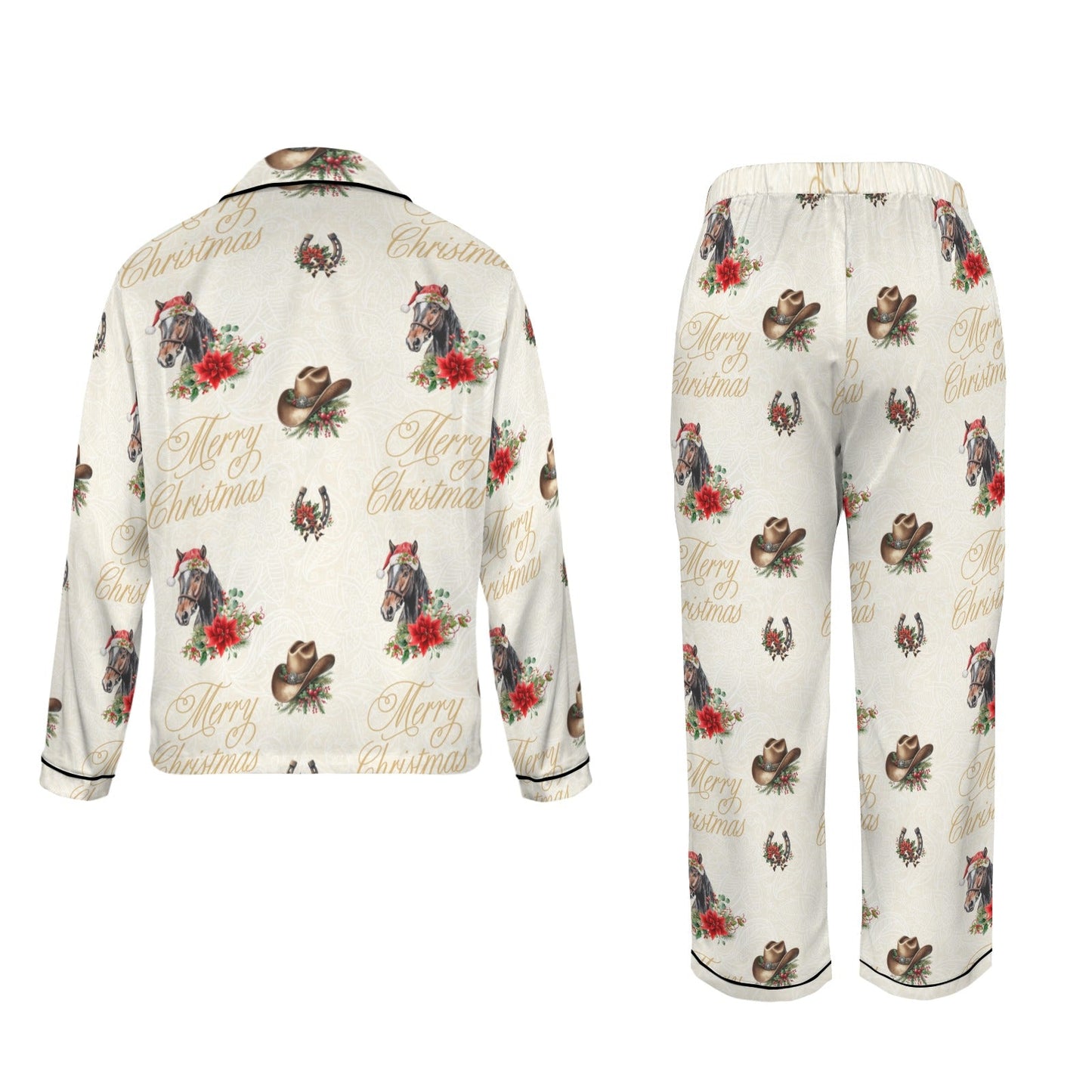 Christmas Horses Satin Western Pajamas