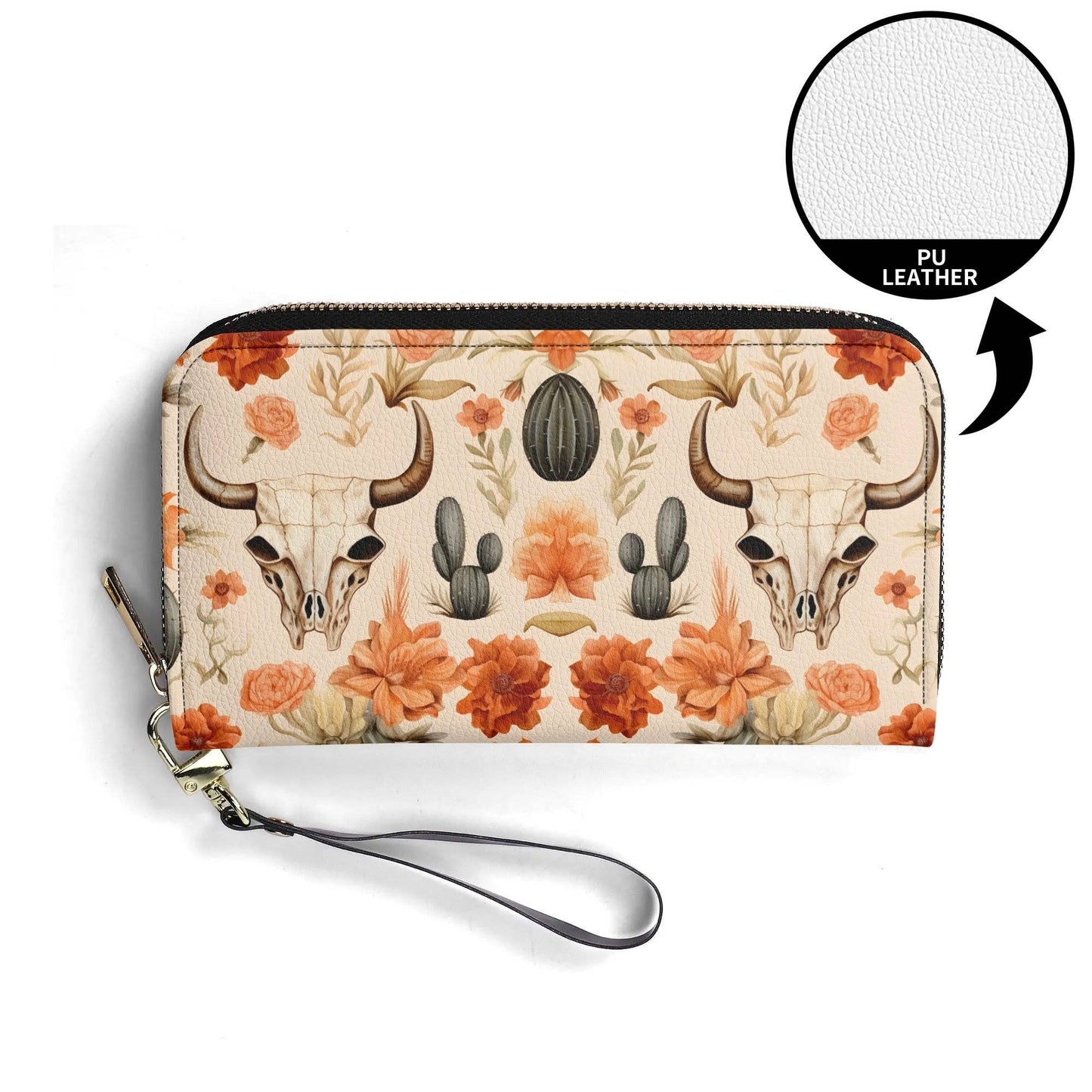 Wild West Western PU Leather Zip Up Wallet Handbag