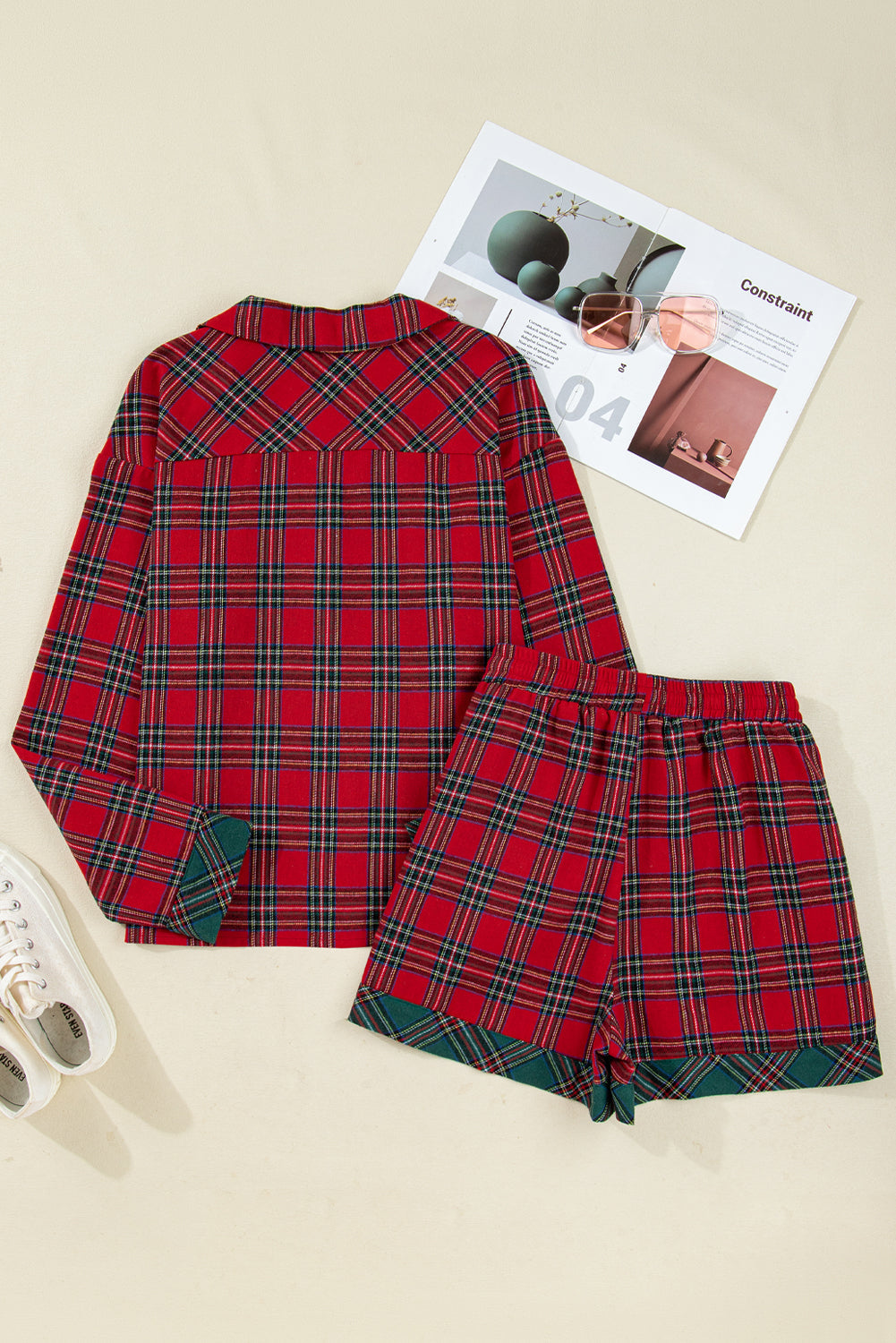 Plaid Patchwork Christmas Pajama Set