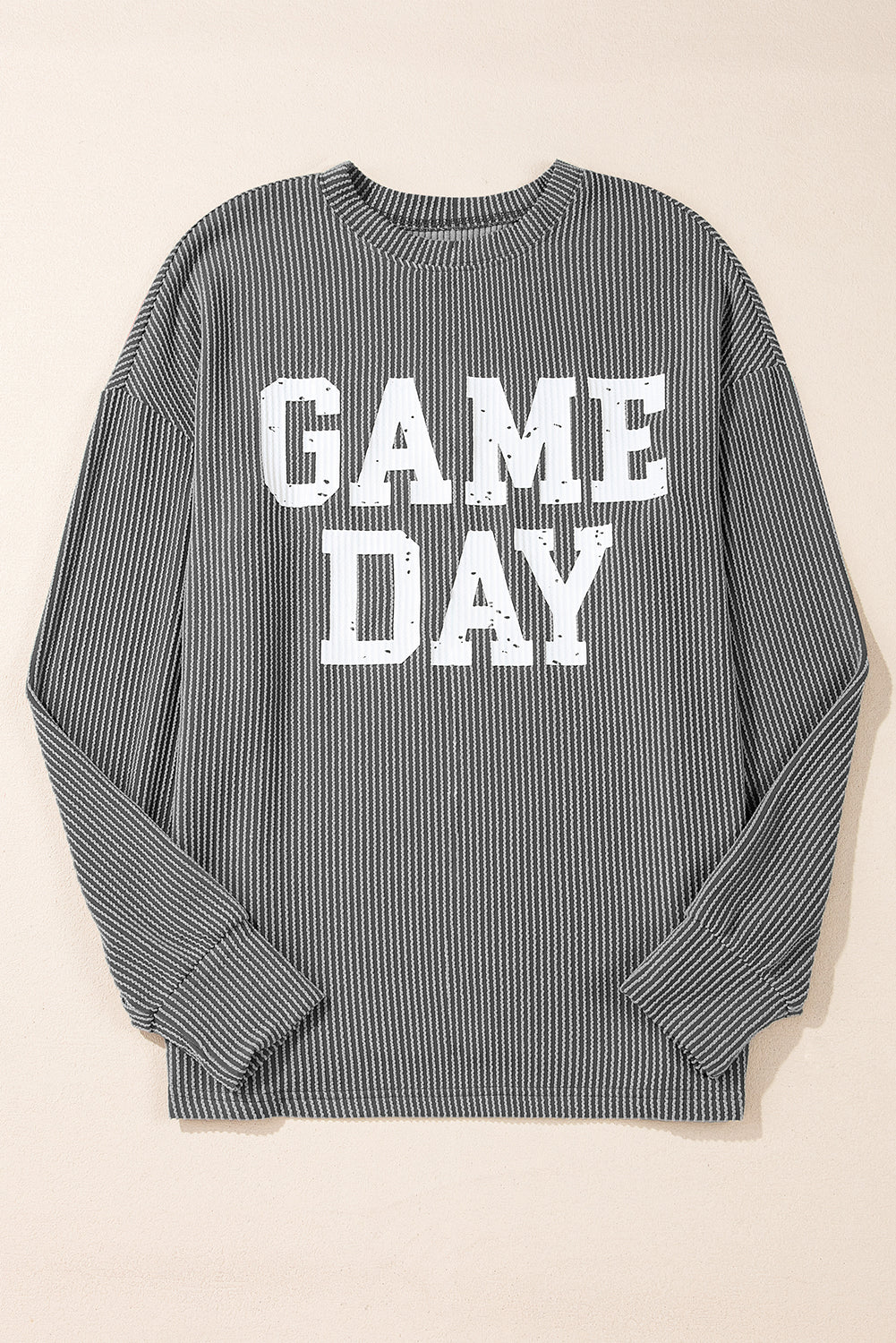 GAME DAY Textured Long Sleeve Crewneck Top ( This is. Drop ship and NOT available for pick up )