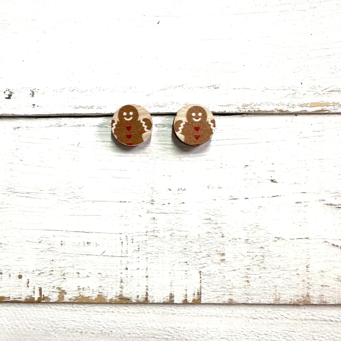 Festive Gingerbread Christmas Stud Earrings