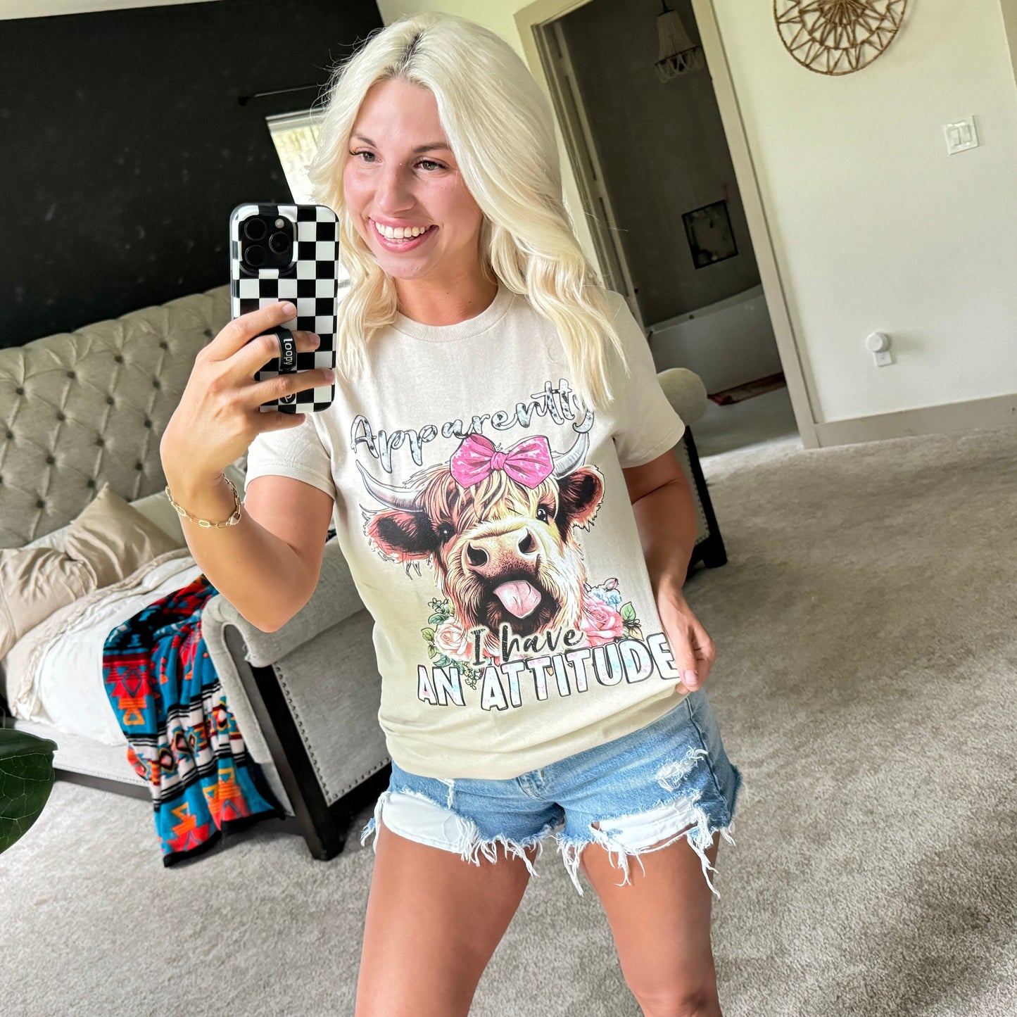 Apparently I Have An Attitude Highland Cow Graphic Tee