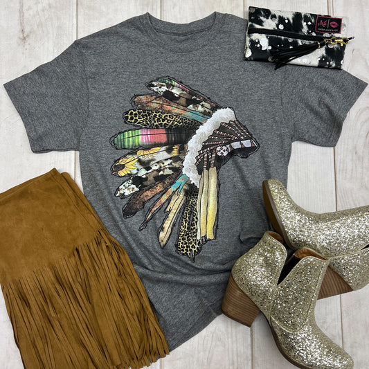 Feather Leopard Serape Graphic Tee