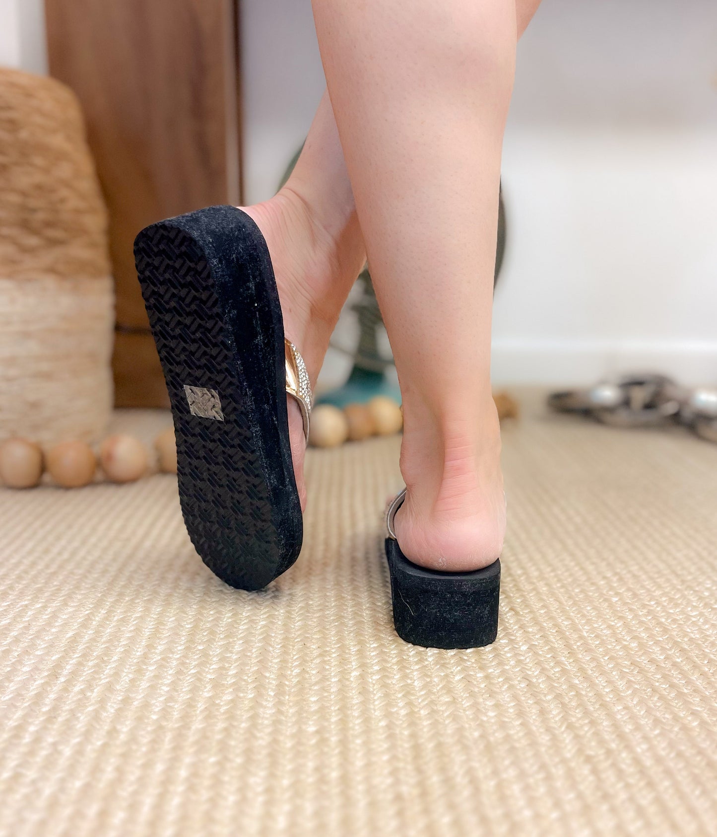 Evita Rhinestone Sandal in Rose Gold