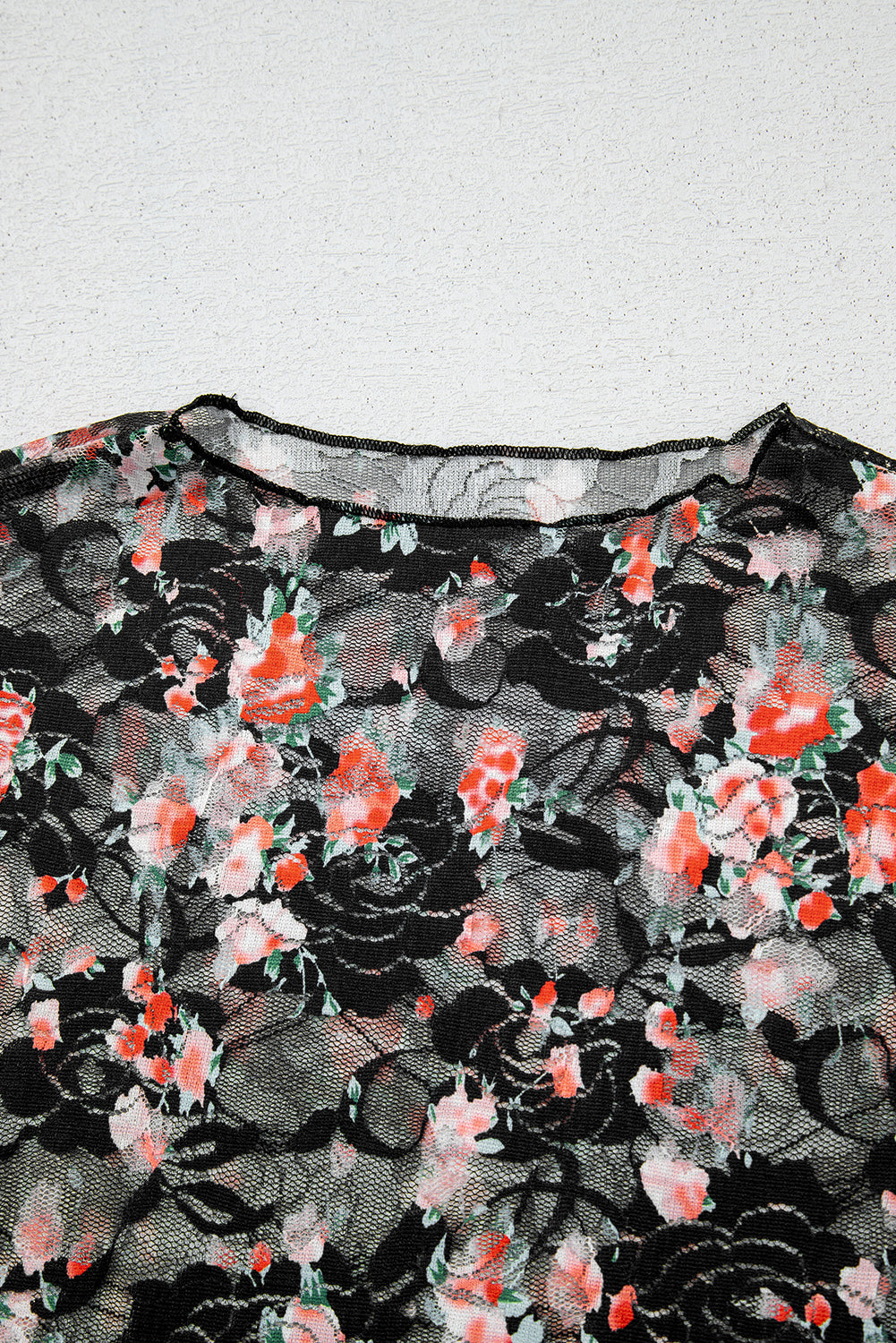 Floral Lace Mesh Long Sleeve Top