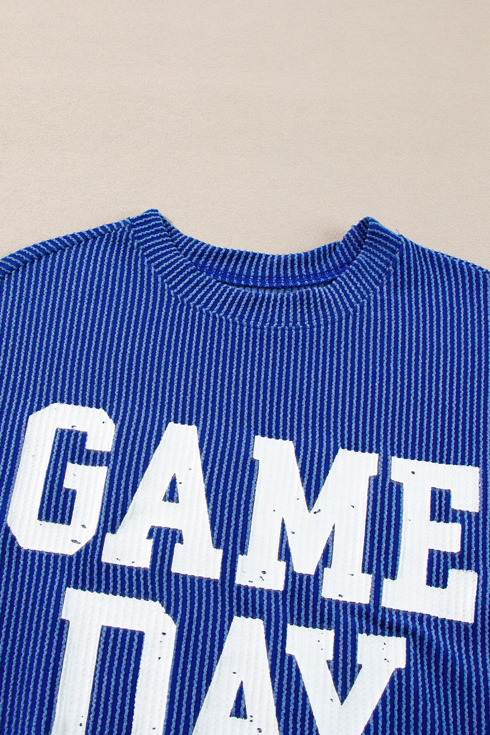 GAME DAY Textured Long Sleeve Crewneck Top ( This is. Drop ship and NOT available for pick up )