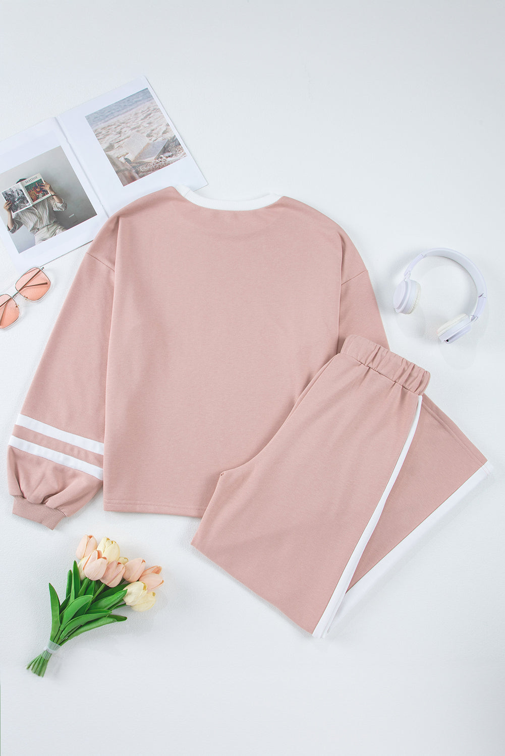 Varsity Stripe Top and Drawstring Pant Set