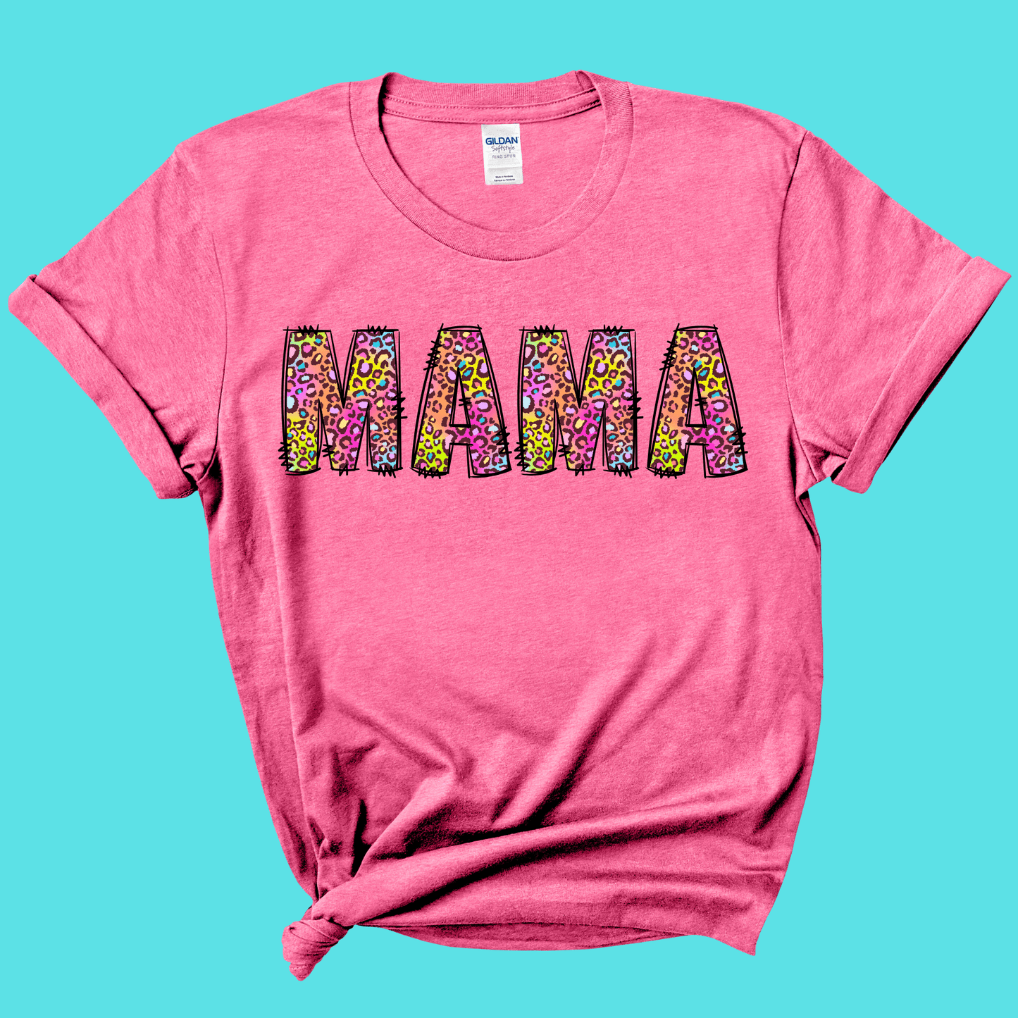Mama Rainbow Leopard Graphic Tee
