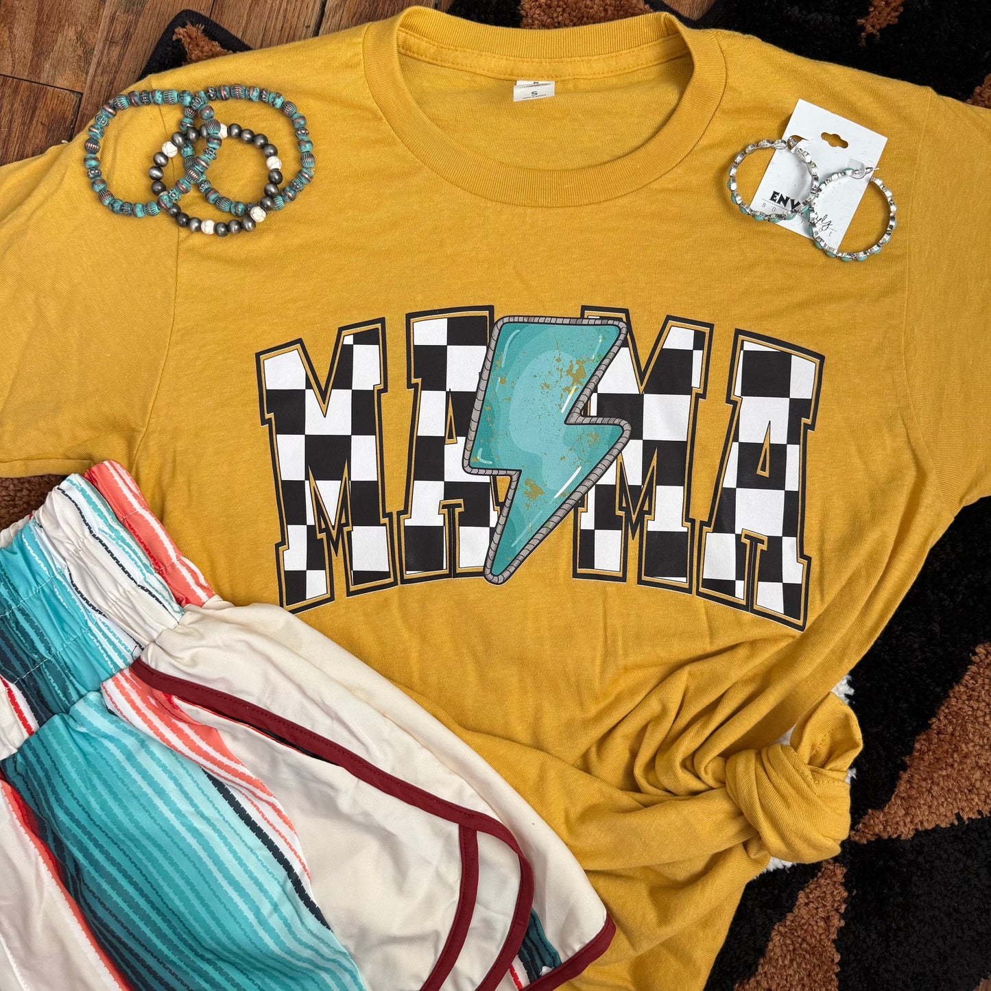 Checkered Lightning MAMA Soft Graphic Tee