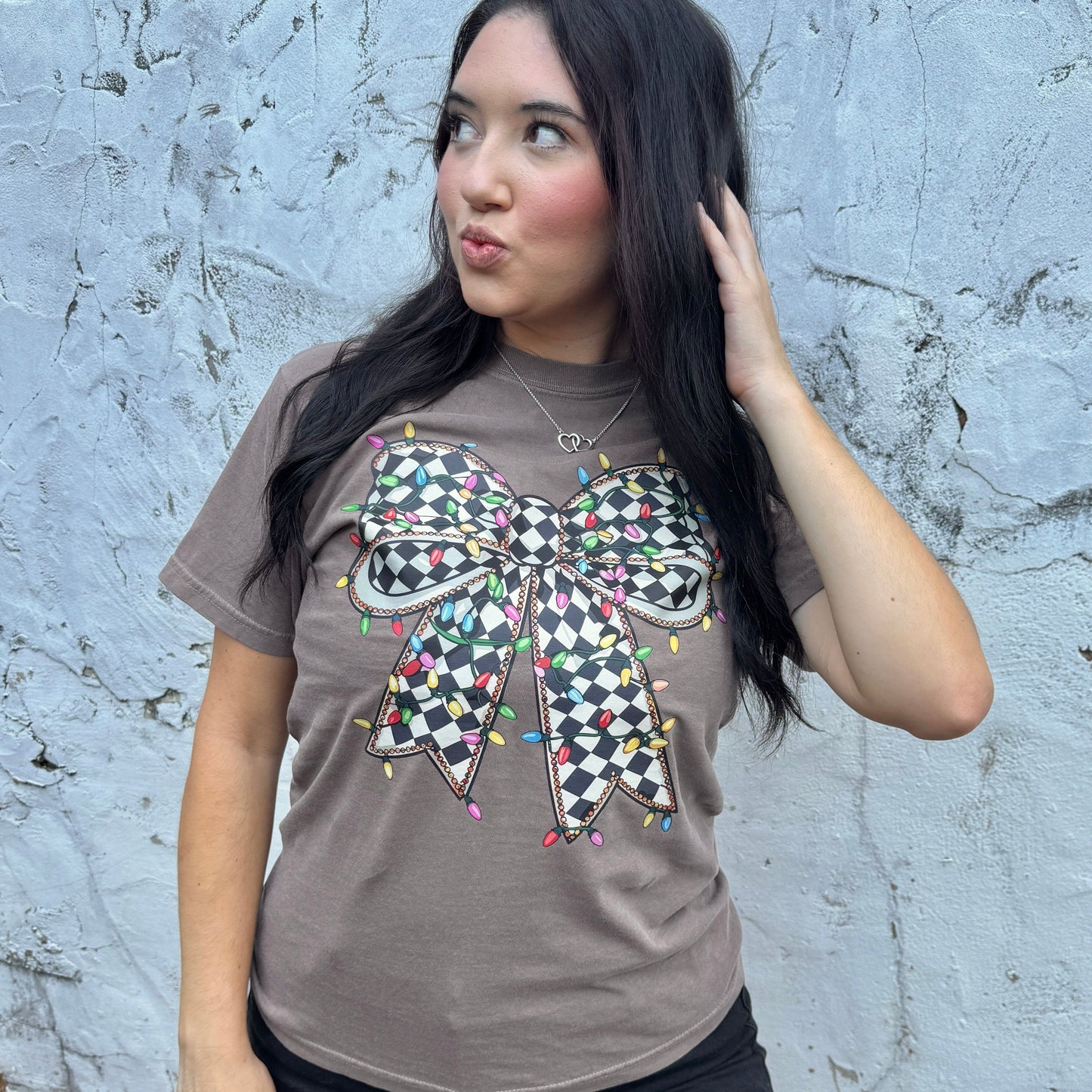 Christmas Lights Bow Graphic Tee