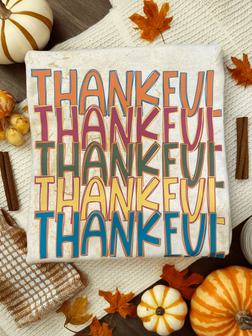 Colorful Thankful Thankful Graphic Tee