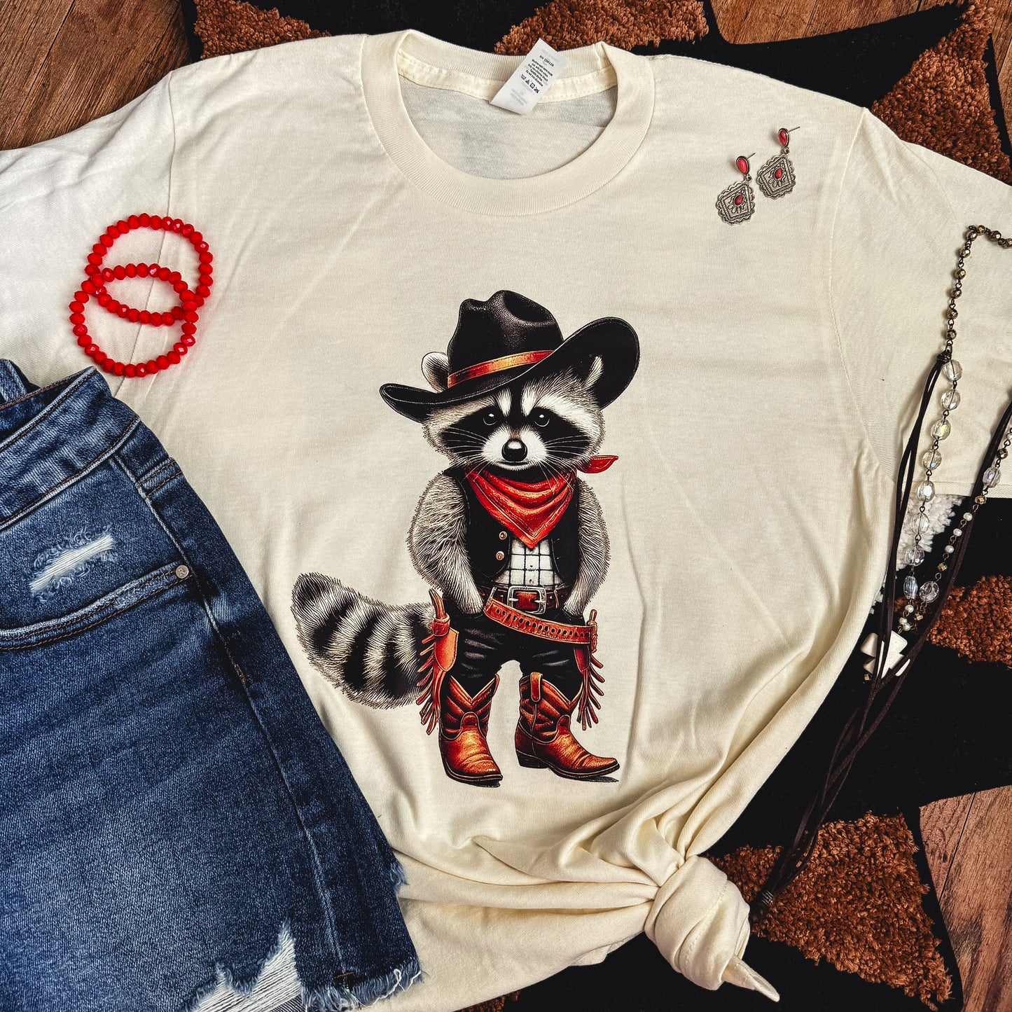 Cowboy Raccoon Bandit Soft Graphic Tee