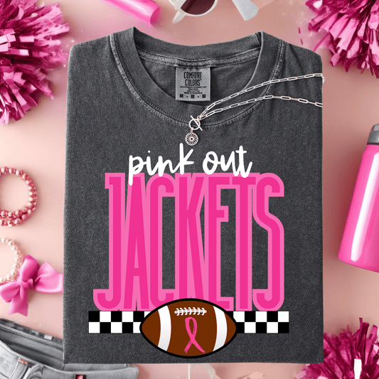Custom Pink Out Checked Football Graphic Tee ( This is a drop ship item. No pick up )