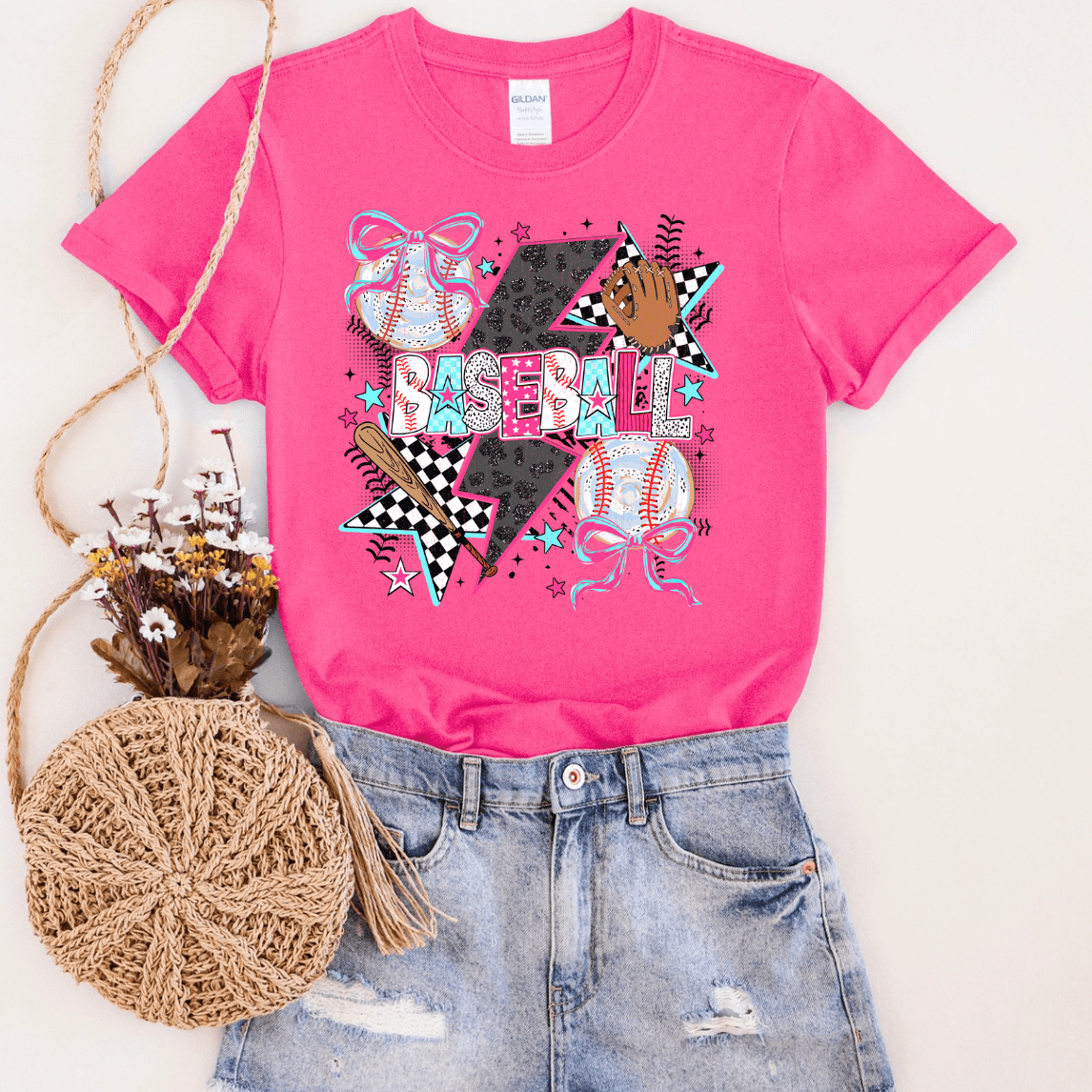 Leopard Lightning Bolt Baseball Graphic Tee