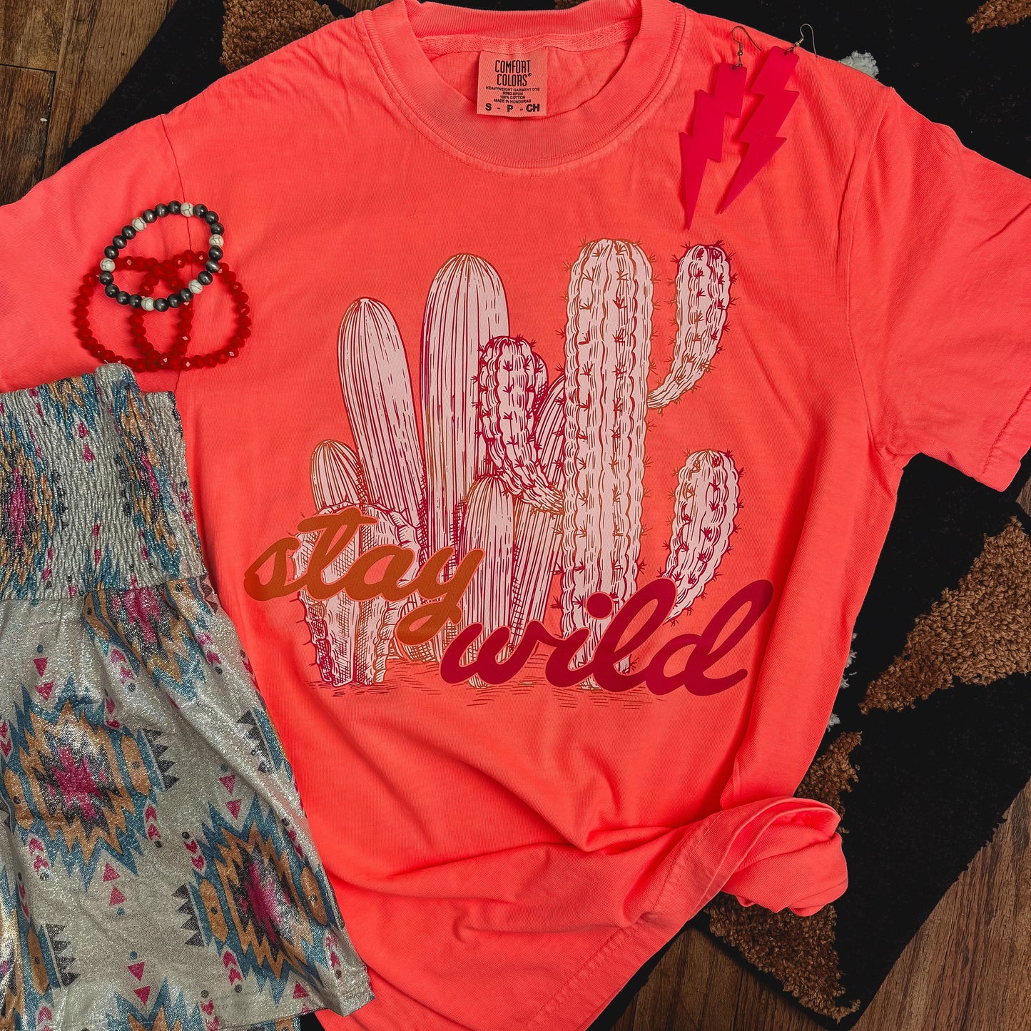 Stay Wild Cactus Neon Soft Graphic Tee