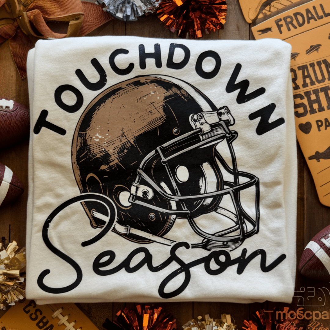dropping football helmet Touchdown Season Helmet Graphic Tee