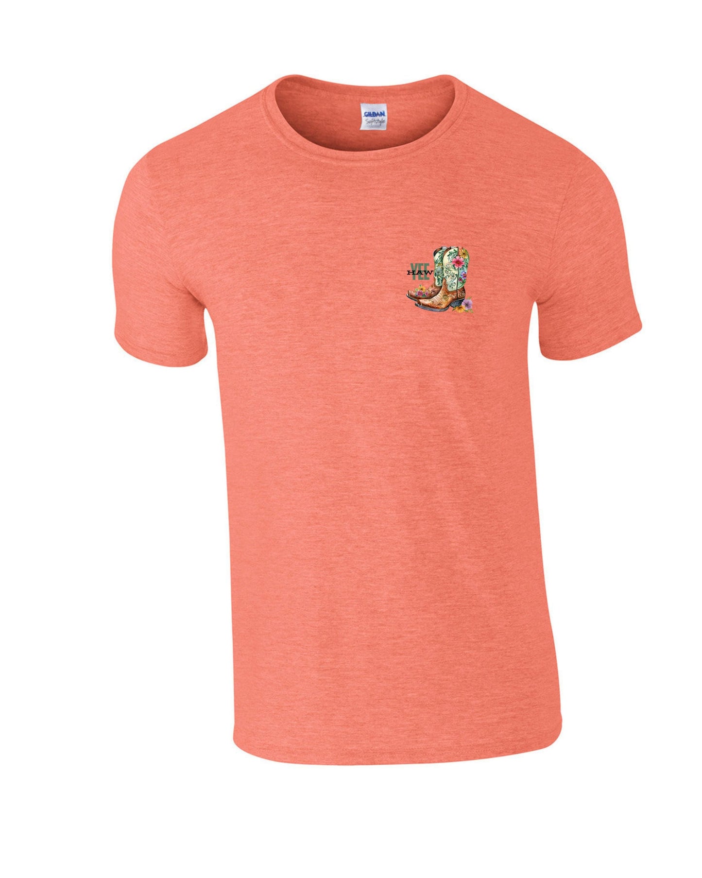 Western Yee Haw Floral Green Cowboy Boot Tee