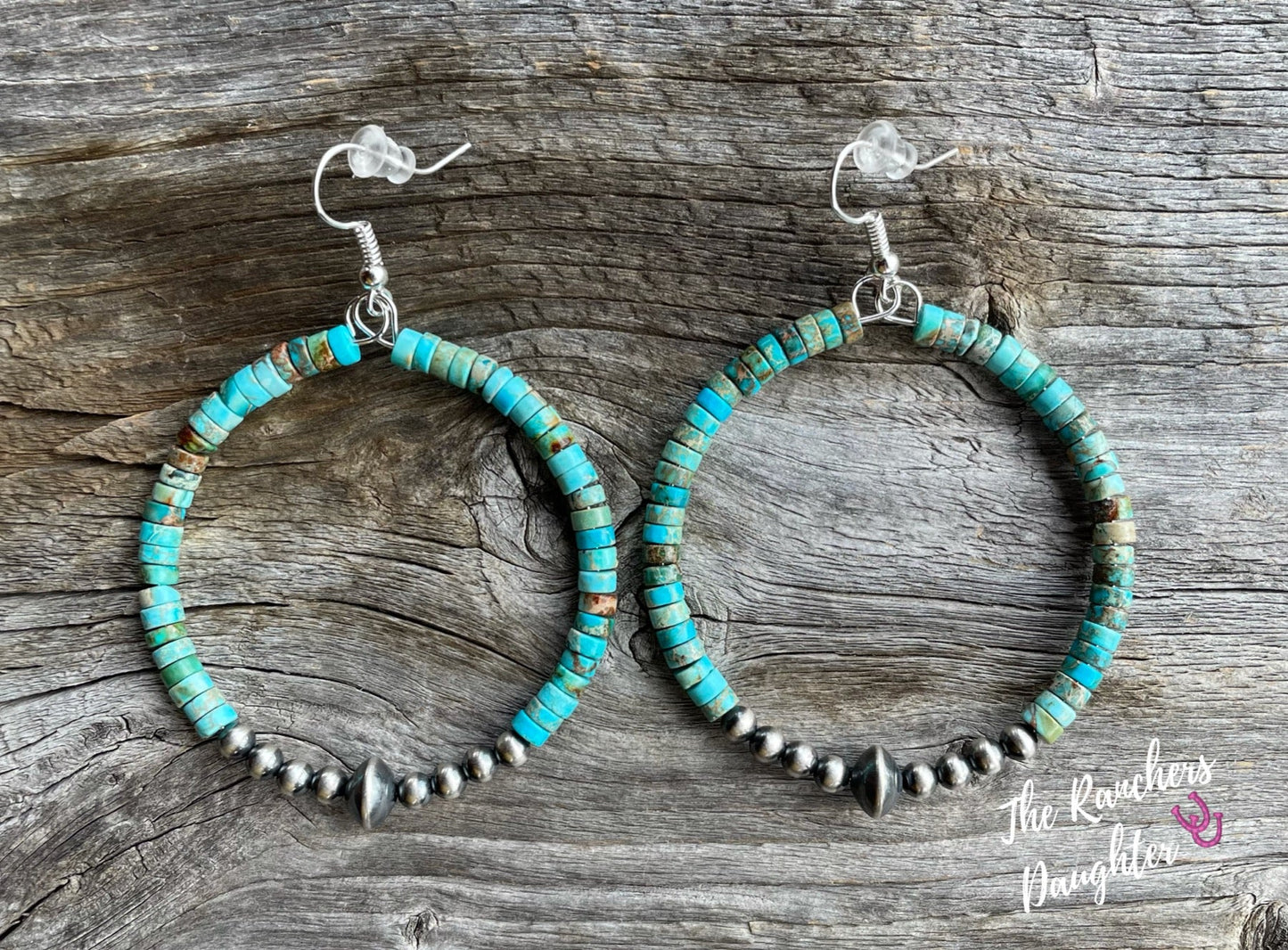 Turquoise & Sterling Silver Hoop Earrings