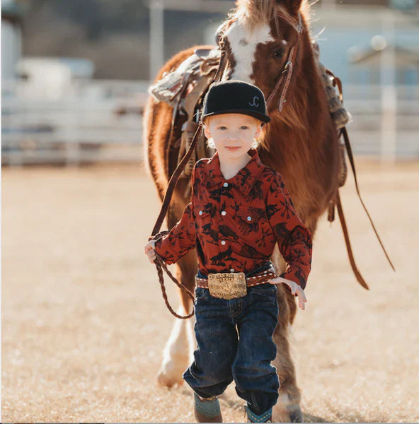 Shea Baby Rust Indian Pearl Snap Shirt
