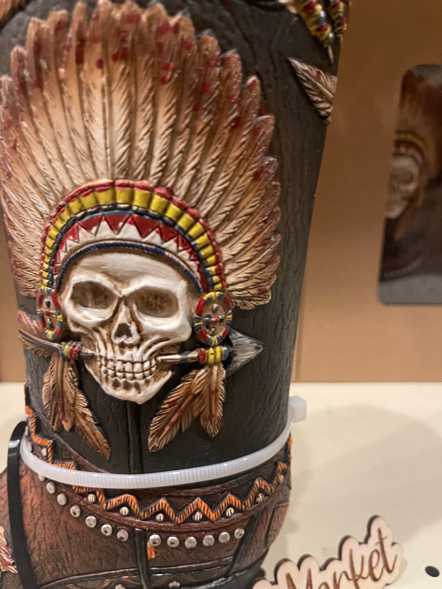 Cowskull Skeleton Chief Boot Vase