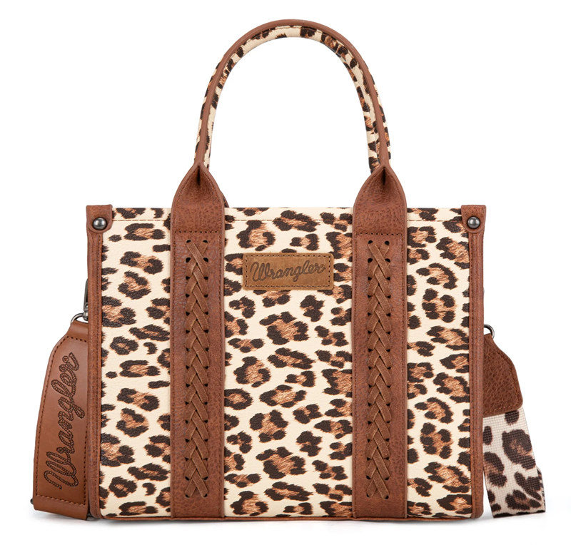 Wrangler Leopard Print Concealed Carry Tote/Crossbody - Brown