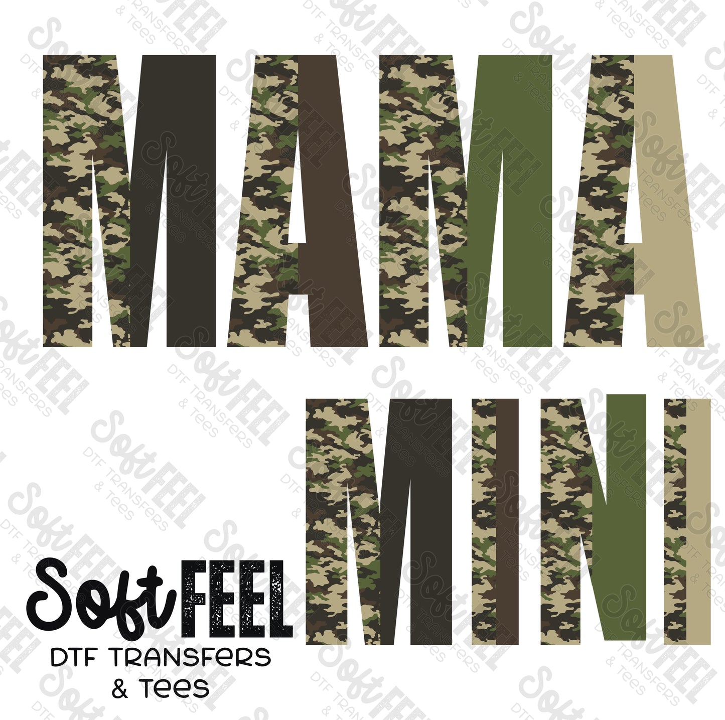 Mama Mini Camo - Mama Mini Set / Youth / Women's - Direct To Film Transfer / DTF - Heat Press Clothing Transfer